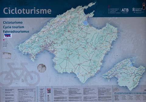 Karte der Fahrradtouren auf Mallorca